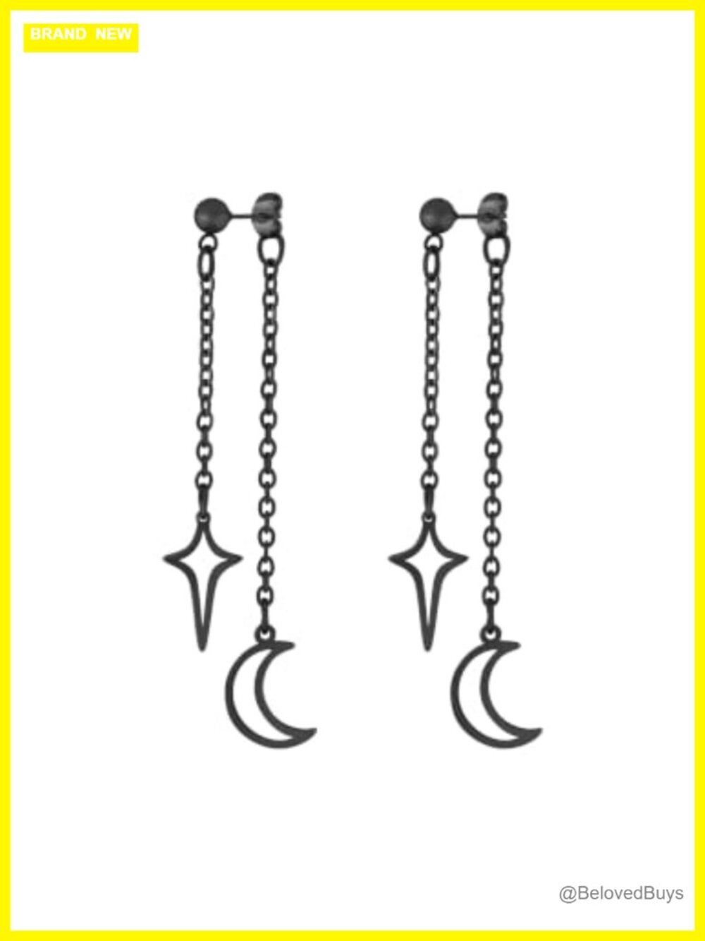 Sacina Star Moon Dangle Earrings Stainless Steel Punk Y2K